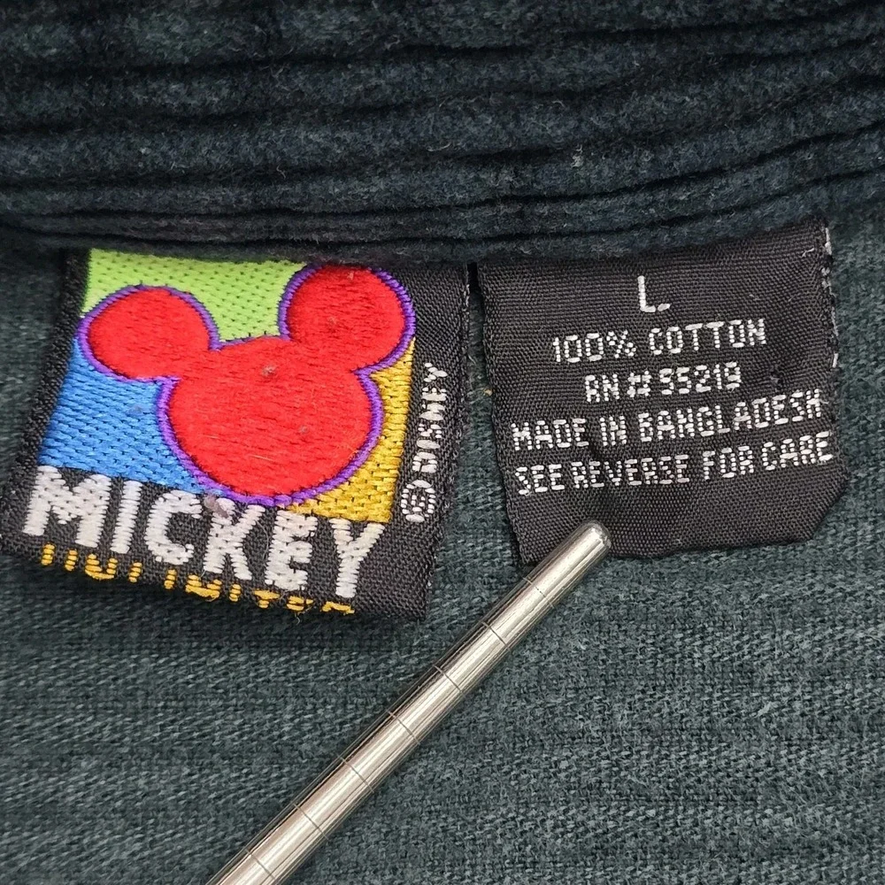 Vintage Mickey Unlimited Corduroy Shirt Mickey Goofy Embroidery Green Large